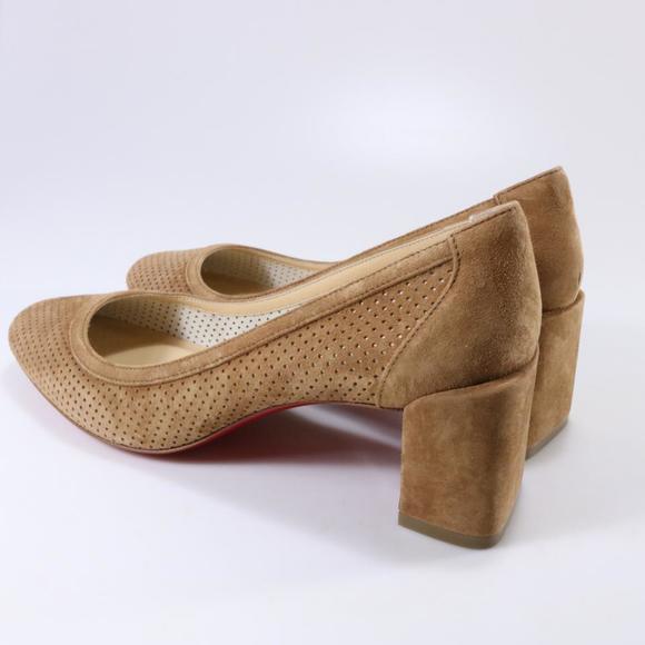 Incastrana 55mm Tan Biscotto Perforated Suede Padded Round Pumps D520 - Picture 5 of 12